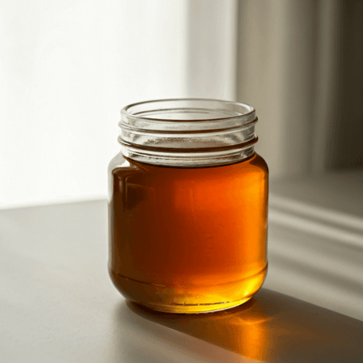 Vaso di miele in controluce